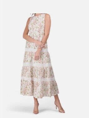 MELLODAY Sleeveless Floral Maxi Dress - White & Pink